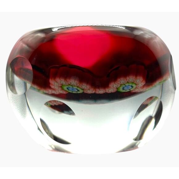 Perthshire Paperweight 1985 PP32 Q Ltd Ed Miniature Millefiore Faceted Ruby Red - Picture 7 of 8